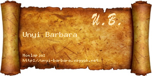 Unyi Barbara névjegykártya